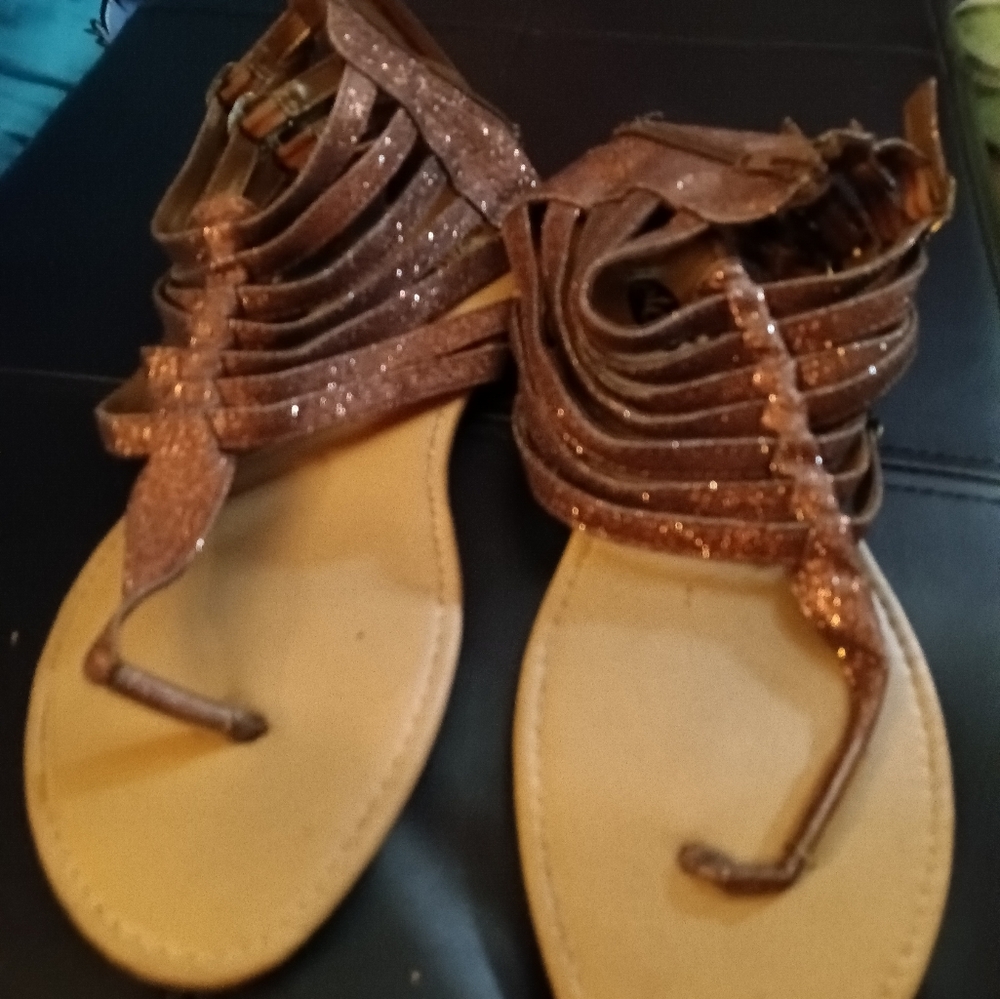 Brown Glitter Gladiator Shoes